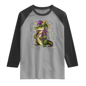 Mardigator Mardi Gras Raglan Shirt Alligator Louisiana New Orleans Party Custume Beads TS10 Sport Gray Black Print Your Wear