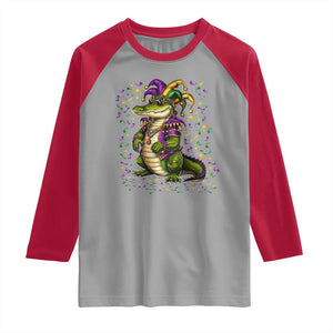 Mardigator Mardi Gras Raglan Shirt Alligator Louisiana New Orleans Party Custume Beads TS10 Sport Gray Red Print Your Wear
