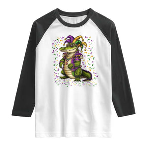 Mardigator Mardi Gras Raglan Shirt Alligator Louisiana New Orleans Party Custume Beads TS10 White Black Print Your Wear