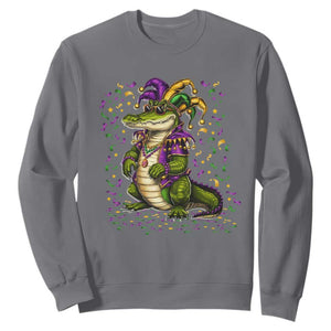 Mardigator Mardi Gras Sweatshirt Alligator Louisiana New Orleans Party Custume Beads TS10 Charcoal Print Your Wear