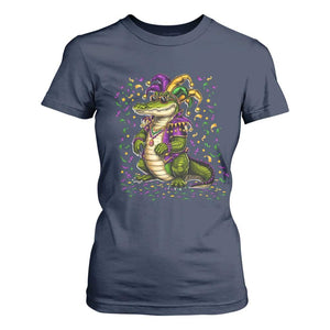 Mardigator Mardi Gras T Shirt For Women Alligator Louisiana New Orleans Party Custume Beads TS10 Navy Print Your Wear