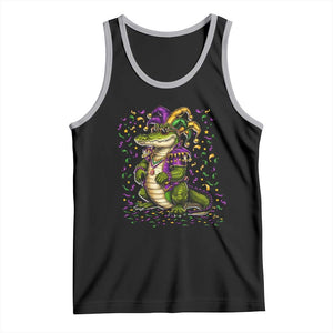 Mardigator Mardi Gras Tank Top Alligator Louisiana New Orleans Party Custume Beads TS10 Black Athletic Heather Print Your Wear