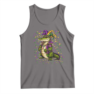 Mardigator Mardi Gras Tank Top Alligator Louisiana New Orleans Party Custume Beads TS10 Deep Heather Print Your Wear