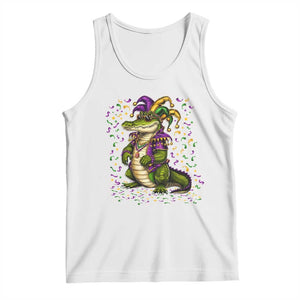Mardigator Mardi Gras Tank Top Alligator Louisiana New Orleans Party Custume Beads TS10 White Print Your Wear