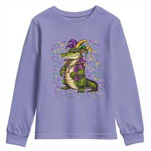 Mardigator Mardi Gras Youth Sweatshirt Alligator Louisiana New Orleans Party Custume Beads TS10 Violet Print Your Wear