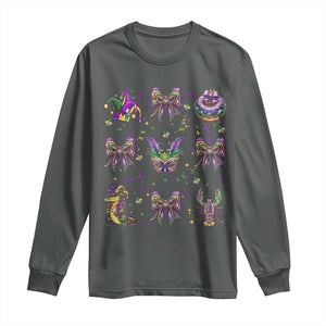 Mardi Gras Coquette Long Sleeve Shirt Glitter Print Louisiana New Orleans Party Custume Beads TS10 Dark Heather Print Your Wear