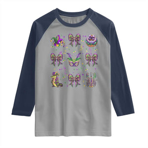 Mardi Gras Coquette Raglan Shirt Glitter Print Louisiana New Orleans Party Custume Beads TS10 Sport Gray Navy Print Your Wear