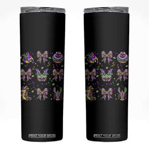 Mardi Gras Coquette Skinny Tumbler Glitter Print Louisiana New Orleans Party Custume Beads TS10 Black Print Your Wear