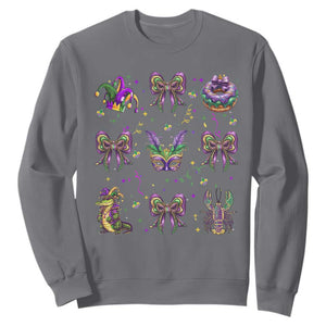 Mardi Gras Coquette Sweatshirt Glitter Print Louisiana New Orleans Party Custume Beads TS10 Charcoal Print Your Wear
