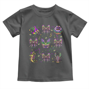 Mardi Gras Coquette Toddler T Shirt Glitter Print Louisiana New Orleans Party Custume Beads TS10 Dark Heather Print Your Wear
