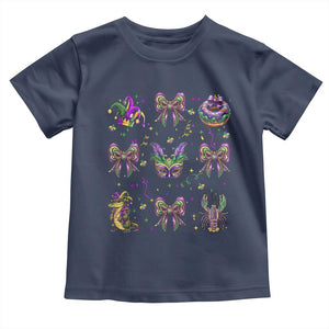 Mardi Gras Coquette Toddler T Shirt Glitter Print Louisiana New Orleans Party Custume Beads TS10 Navy Print Your Wear
