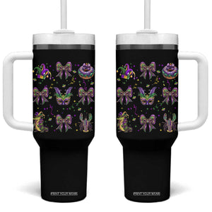 Mardi Gras Coquette Tumbler With Handle Glitter Print Louisiana New Orleans Party Custume Beads TS10 One Size: 40 oz Black Print Your Wear