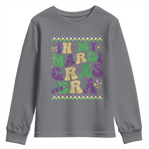 In My Mardi Gras Era Youth Sweatshirt Carnival New Orleans Trip Glitter Print TS10 Charcoal Print Your Wear