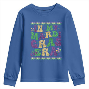 In My Mardi Gras Era Youth Sweatshirt Carnival New Orleans Trip Glitter Print TS10 Royal Blue Print Your Wear