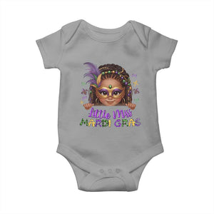 Little Miss Mardi Gras Baby Onesie Afro Messy Bun Girls Kids Mask Cute New Orleans TS10 Sport Gray Print Your Wear
