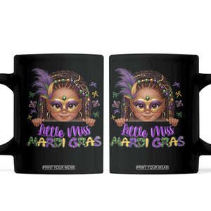 Little Miss Mardi Gras Coffee Mug Afro Messy Bun Girls Kids Mask Cute New Orleans TS10 Black Print Your Wear