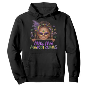 Little Miss Mardi Gras Hoodie Afro Messy Bun Girls Kids Mask Cute New Orleans TS10 Black Print Your Wear