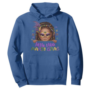 Little Miss Mardi Gras Hoodie Afro Messy Bun Girls Kids Mask Cute New Orleans TS10 Royal Blue Print Your Wear
