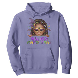 Little Miss Mardi Gras Hoodie Afro Messy Bun Girls Kids Mask Cute New Orleans TS10 Violet Print Your Wear