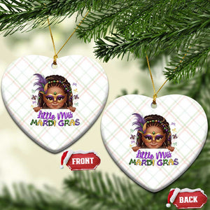 Little Miss Mardi Gras Ceramic Ornament Afro Messy Bun Girls Kids Mask Cute New Orleans TS10 Print Your Wear