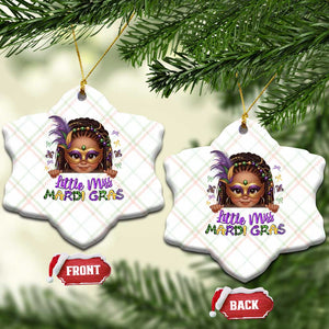Little Miss Mardi Gras Ceramic Ornament Afro Messy Bun Girls Kids Mask Cute New Orleans TS10 Print Your Wear