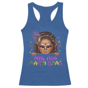 Little Miss Mardi Gras Racerback Tank Top Afro Messy Bun Girls Kids Mask Cute New Orleans TS10 Royal Blue Print Your Wear