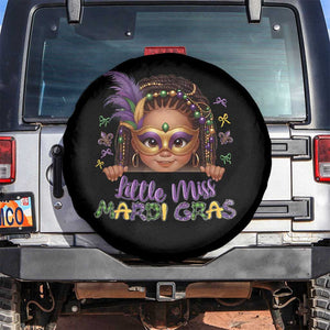 Little Miss Mardi Gras Spare Tire Cover Afro Messy Bun Girls Kids Mask Cute New Orleans TS10 No hole Black Print Your Wear