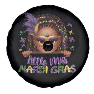 Little Miss Mardi Gras Spare Tire Cover Afro Messy Bun Girls Kids Mask Cute New Orleans TS10 Print Your Wear