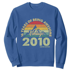 16th Birthday Sweatshirt Vintage 2010 Limited Edition 16 Year Old Gift TS10 Royal Blue Print Your Wear