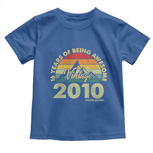 16th Birthday Toddler T Shirt Vintage 2010 Limited Edition 16 Year Old Gift TS10 Royal Blue Print Your Wear