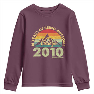 16th Birthday Youth Sweatshirt Vintage 2010 Limited Edition 16 Year Old Gift TS10 Maroon Print Your Wear