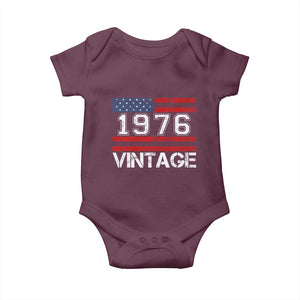 Vintage 50th Birthday Baby Onesie Retro 1976 American Flag 50 Year Old TS10 Maroon Print Your Wear