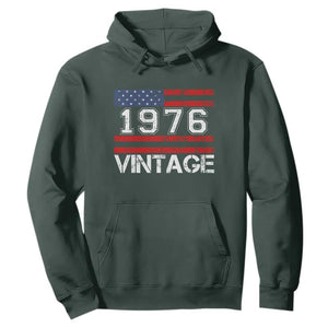 Vintage 50th Birthday Hoodie Retro 1976 American Flag 50 Year Old TS10 Dark Forest Green Print Your Wear