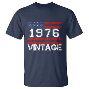 Vintage 50th Birthday T Shirt - Retro 1976 American Flag 50 Year Old Birthday Tee TS10 Navy Print Your Wear