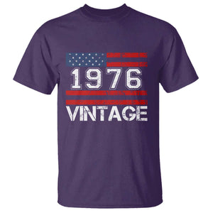 Vintage 50th Birthday T Shirt - Retro 1976 American Flag 50 Year Old Birthday Tee TS10 Purple Print Your Wear