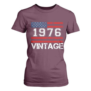 Vintage 50th Birthday T Shirt For Women Retro 1976 American Flag 50 Year Old TS10 Maroon Print Your Wear