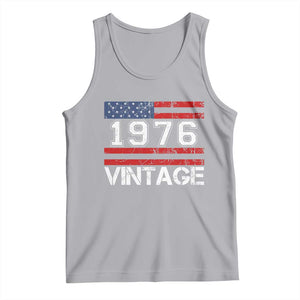 Vintage 50th Birthday Tank Top Retro 1976 American Flag 50 Year Old TS10 Athletic Heather Print Your Wear