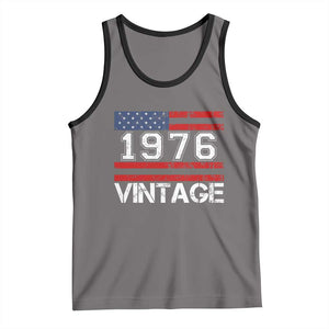 Vintage 50th Birthday Tank Top Retro 1976 American Flag 50 Year Old TS10 Deep Heather Black Print Your Wear