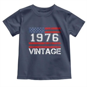 Vintage 50th Birthday Toddler T Shirt Retro 1976 American Flag 50 Year Old TS10 Navy Print Your Wear