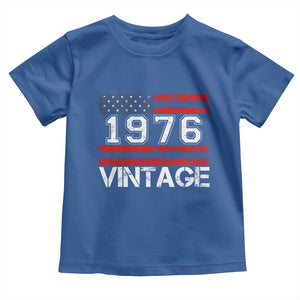Vintage 50th Birthday Toddler T Shirt Retro 1976 American Flag 50 Year Old TS10 Royal Blue Print Your Wear