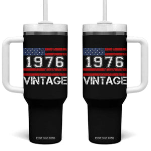 Vintage 50th Birthday Tumbler With Handle Retro 1976 American Flag 50 Year Old TS10 One Size: 40 oz Black Print Your Wear