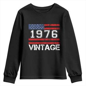 Vintage 50th Birthday Youth Sweatshirt Retro 1976 American Flag 50 Year Old TS10 Black Print Your Wear