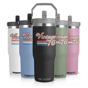 Vintage 50th Birthday Flip Straw Tumbler Retro 1976 50 Year Old Stripes TS10 Print Your Wear