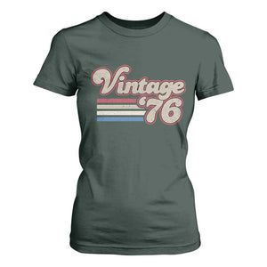 Vintage 50th Birthday T Shirt For Women Retro 1976 50 Year Old Stripes TS10 Dark Forest Green Print Your Wear