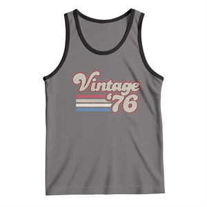 Vintage 50th Birthday Tank Top Retro 1976 50 Year Old Stripes TS10 Deep Heather Black Print Your Wear