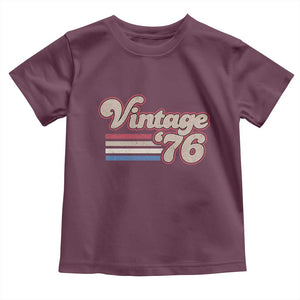 Vintage 50th Birthday Toddler T Shirt Retro 1976 50 Year Old Stripes TS10 Maroon Print Your Wear