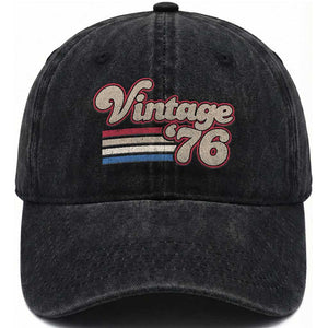 Vintage 50th Birthday Washed Cotton Baseball Cap Retro 1976 50 Year Old Stripes