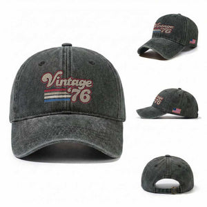 Vintage 50th Birthday Washed Cotton Baseball Cap Retro 1976 50 Year Old Stripes
