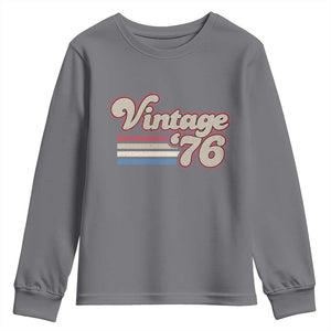 Vintage 50th Birthday Youth Sweatshirt Retro 1976 50 Year Old Stripes TS10 Charcoal Print Your Wear