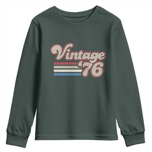 Vintage 50th Birthday Youth Sweatshirt Retro 1976 50 Year Old Stripes TS10 Dark Forest Green Print Your Wear